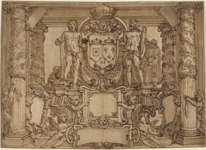 Ein architektonisches Wanddesign zu Ehren von Heinrich IV., dem gallischen Herkules