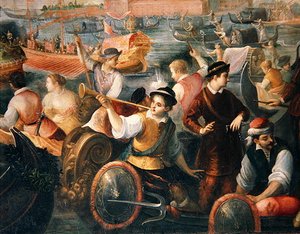 Die Landung von Catarino Cornaro in Venedig im Jahr 1489 (Detail)