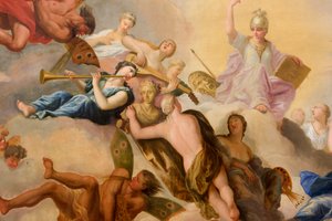 Minerva umgeben von den Künsten und Wissenschaften, Detail aus dem Bankettsaal von Antonio Verrio