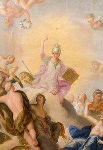 Minerva umgeben von den Künsten und Wissenschaften, Detail aus dem Bankettsaal von Antonio Verrio