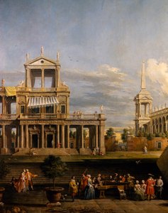 Konzert in der Villa, von Antonio Visentini (1688-1782), Klavier und Violine, Öl auf Leinwand, 207x320, Italien