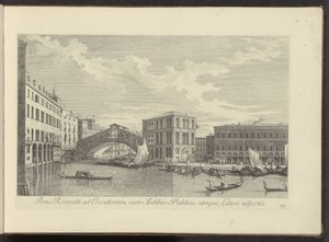 Ansicht des Canal Grande, Palazzo dei Camerlenghi und der Rialtobrücke in Venedig von Antonio Visentini