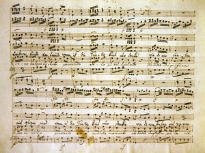Späte Kopie des 18. Jahrhunderts einer Manuskriptseite aus der Partitur von La scuola de gelosi von Antonio after Salieri