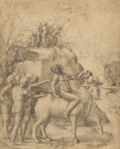 Correggio - Ein Mann reitet auf einem Stier und andere Figuren