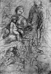 Skizzen für eine Heilige Familie, von Allegri Da Correggio, 1913 von Antonio da Correggio