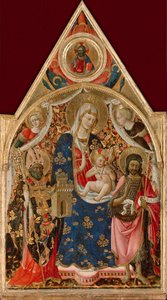 Madonna und Kind, mit einem Bischof, Johannes dem Täufer und Engeln, frühes 15. Jahrhundert von Antonio da Firenze