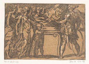 Mucius Scaevola steckt seine Hand ins Feuer