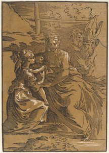 Die Heilige Familie mit zwei Heiligen von Antonio da Trento