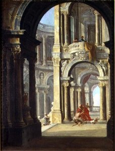 Capriccio eines Barockpalastes mit der Rückkehr des verlorenen Sohnes