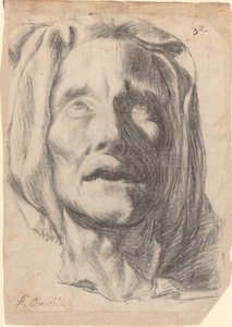 Kopf einer älteren Frau mit aufwärts gerichteten Augen von Antonio del Castillo