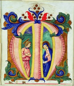 Historisierte Initiale M, die die Verkündigung darstellt von Antonio di Niccolo di Lorenzo
