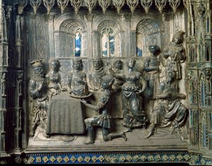 Leben des Heiligen Johannes des Täufers: Das Festmahl des Herodes. Silberrelief