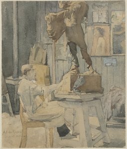 Jan Toorop in einer Bildhauerwerkstatt