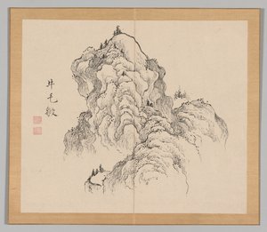 Doppelalbum mit Landschaftsstudien nach Ikeno Taiga, Band 1 Blatt 16 von Aoki Shukuya