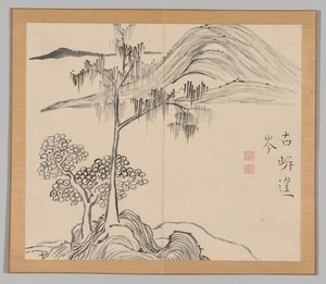 Doppelalbum mit Landschaftsstudien nach Ikeno Taiga, Band 1 Blatt 36, 18. Jahrhundert