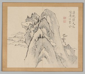 Doppelalbum mit Landschaftsstudien nach Ikeno Taiga, Band 2 Blatt 33, 18. Jahrhundert