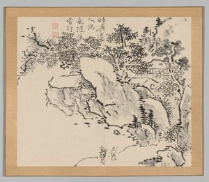 Doppelalbum mit Landschaftsstudien nach Ikeno Taiga, Band 2 Blatt 34, 18. Jahrhundert