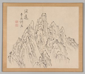 Doppelalbum von Landschaftsstudien nach Ikeno Taiga, Band 2 Blatt 6, 18. Jahrhundert