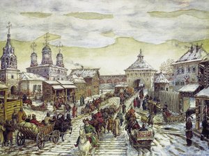 Am Myasnitskaya Tor des Bely Gorod von Moskau im XVII. Jahrhundert, 1926 von Apollinari Mikhailovich Vasnetsov