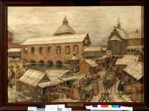 Markt im Viertel Okhotny Riad in Moskau im 13.-16. Jahrhundert