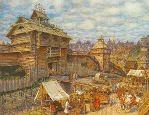 Holzstadt Moskau im 14. Jahrhundert