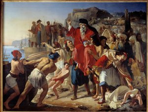 Einschiffung der Parganioten (Griechischer Unabhängigkeitskrieg) von Apollodore Alphonse Callet