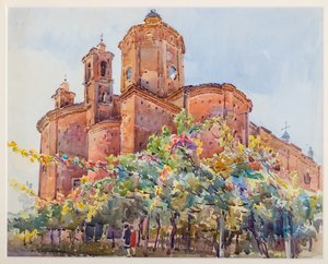 St. Nicolò Kirche (Aquarell auf Papier) von Arcangelo Salvarani