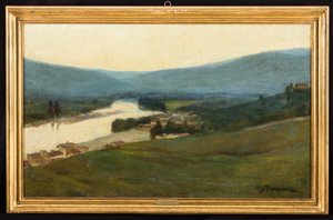 Toskanische Landschaft mit Fluss
