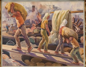Arbeiter im Hafen von Genua