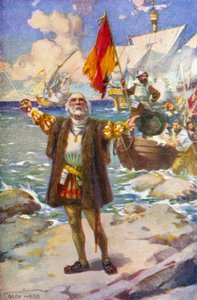 Die Landung von Kolumbus von Archibald Bertram (after) Webb