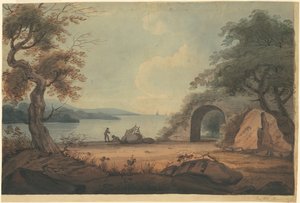Netze flicken am Hudson River, New York von Archibald Robertson