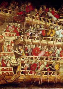 Die Geschichte von Papst Alexander III (1105-81): Die venezianische Flotte siegt über die des Kaisers Friedrich Barbarossa (ca. 1123-90) 1407 von Aretino Luca Spinello or Spinelli
