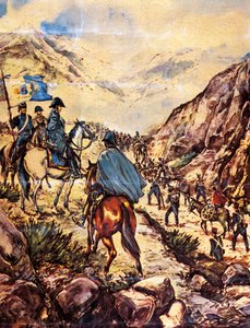 General José de San Martín, auch bekannt als der Befreier des Südens, überquert mit seiner Armee die Anden in Richtung Peru von Argentinian School