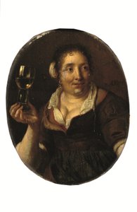Bäuerin hält ein Glas Wein von Arie de Vois