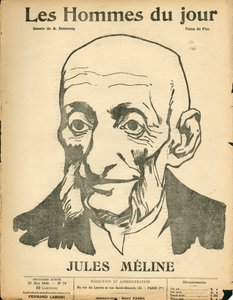 Titelblatt von „Les Hommes du jour“, Satirisch in Schwarz-Weiß