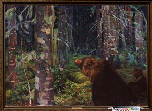 Eine Bärin (mit ihren Jungen im Nadelwald) von Arkadij Aleksandrovic Rylov