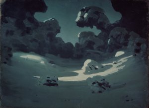 Mondlichtflecken im Wald. Winter, 1898-1908 von Arkhip Ivanovich Kuindzhi