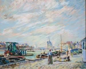 Aussicht über Quai Sully, jetzt Quai Henri IV, mit Notre Dame im Hintergrund von Armand Guillaumin
