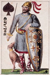 Darstellung des Ritters Roland (oder Hroudland), Markgraf der Bretagne (Detail einer Spielkarte)