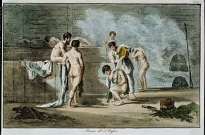 Russische Männer in einer Sauna, aus Moeurs et Coutumes Russes, 1821