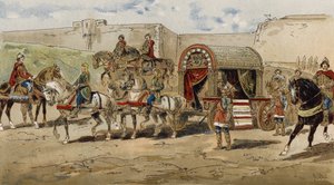 Kutsche eines fränkischen Prinzen aus der Zeit Karls des Großen, 9. Jahrhundert von Armand Jean Heins