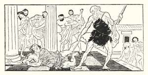 Odysseus zieht Irus aus der Halle von Armand Joseph Bonamy