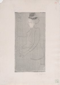 Femme assise avec chapeau à plumes (Sitzende Frau mit Federhut) ca. 1893 von Armand Séguin