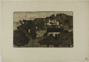Bauernhaus umgeben von Bäumen von Armand Séguin