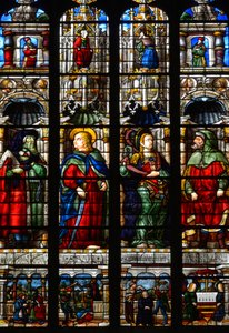 Heiliger Matthias, Esra, der Prophet Habakuk und die Sibylle Tiburtine - Glasfenster der Kapelle der Passion, von Arnaud de Moles (1470-1520) vollendet 1513 - Kathedrale Sainte Marie d