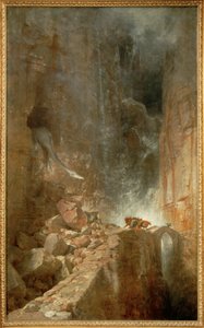 Ein Drache in einer Felsenschlucht von Arnold Böcklin
