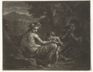 Hirtin und Hirte mit ihrem Kind von Arnold Houbraken