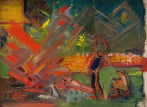 Lagerfeuer, ca. 1940 von Arnold Peter Weisz Kubincan