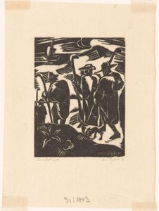 Vier Hirten und ein Hund von Arnold Pijpers (signed by artist)