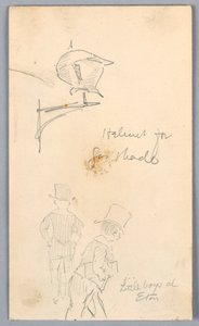 Skizze eines Helms und Männer in Eton von Arnold William Brunner
